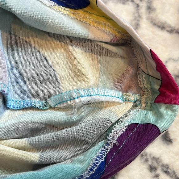 Emilio Pucci Plunge V-Neck 3/4 Length Sleeve Multi-Colored Marmo Print Top XS - Picture 11 of 12